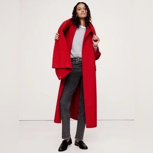 NWT! Banana Republic Red Sunset Oversized Double-Faced Wool Cape Coat small